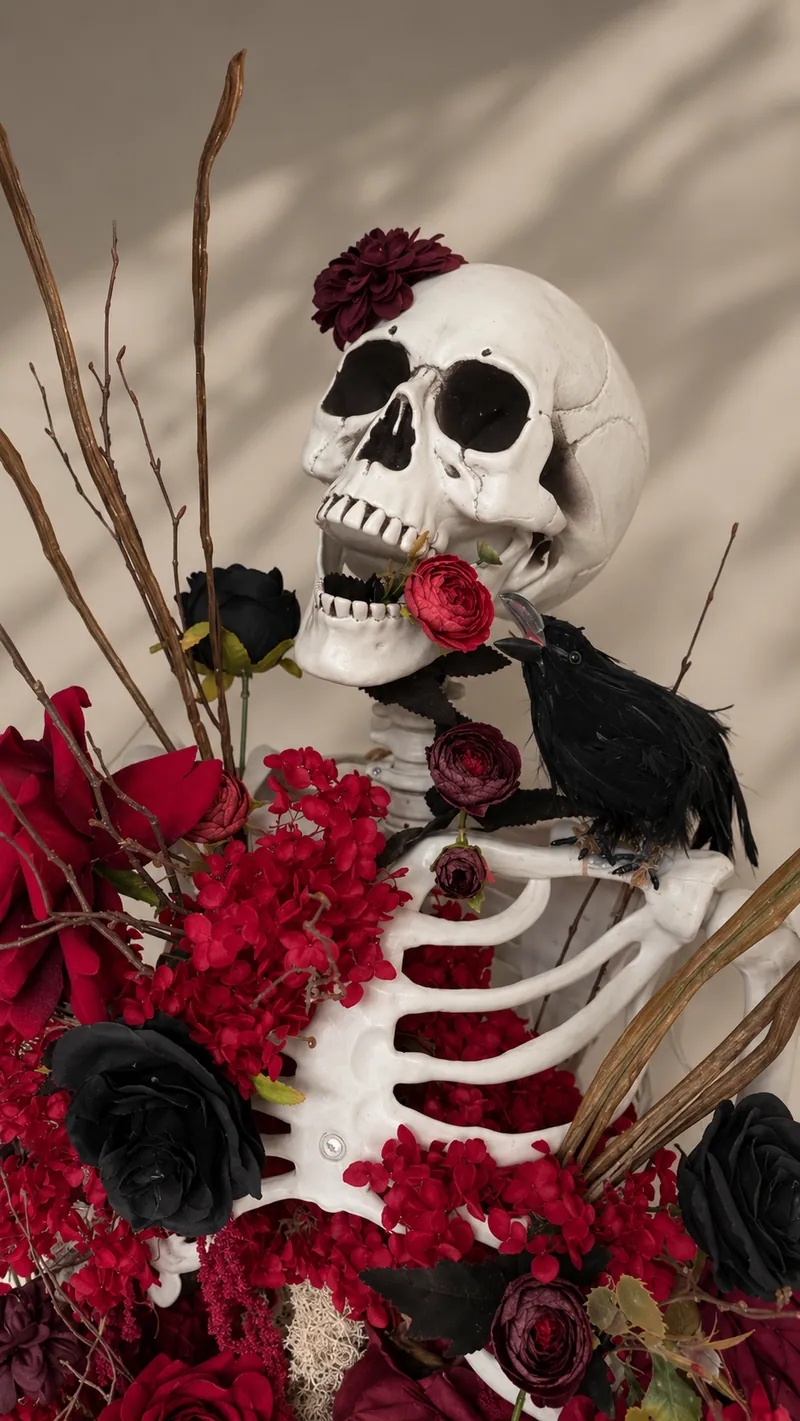 Crimson Skull floral arrangement by TB Creative
