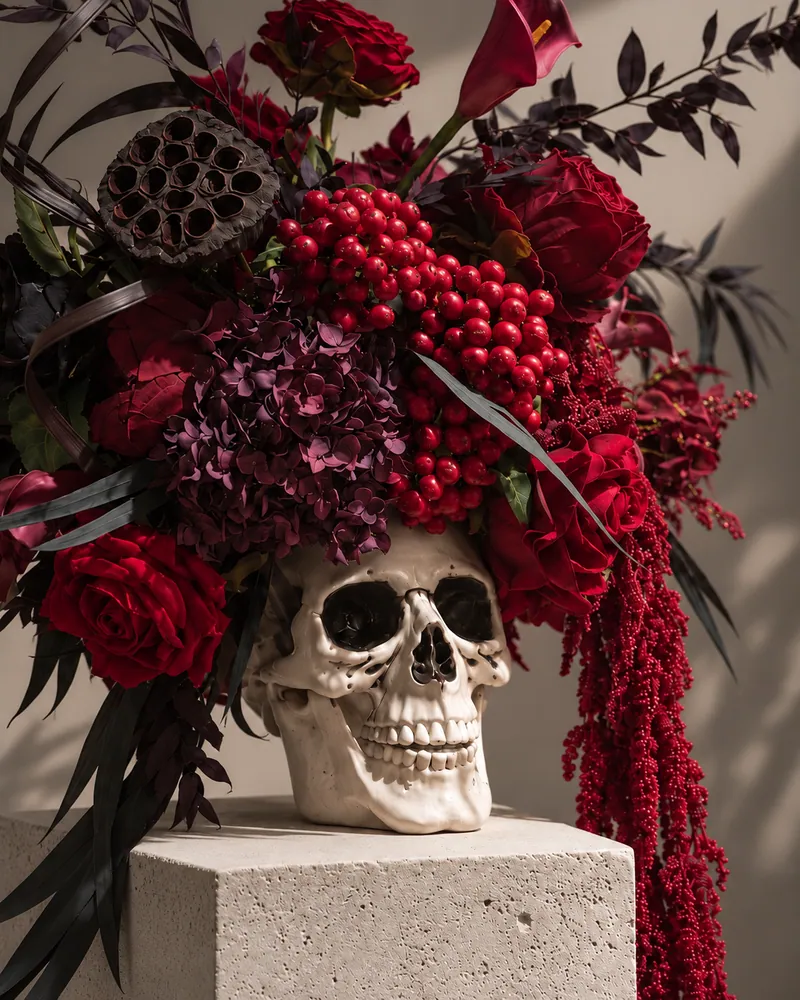 Skull de Fleur floral arrangement by TB Creative