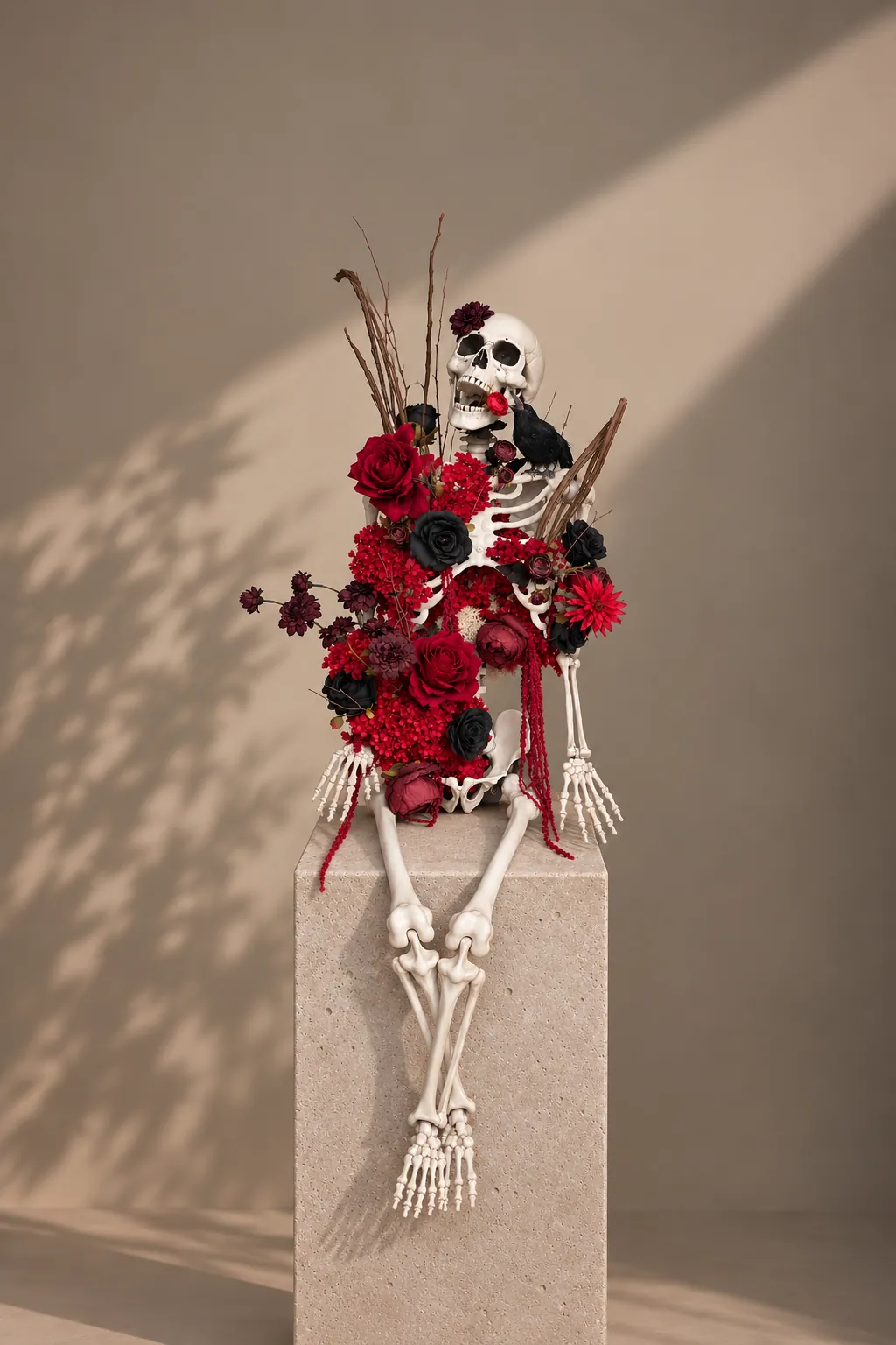 Crimson Skull floral arrangement by TB Creative