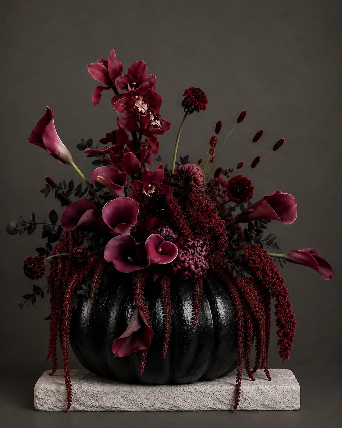 Black Widow floral arrangement by TB Creative